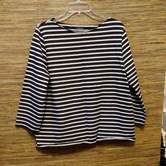 Lands' End Tops - Lands' End Striped 3/4 Sleeve Top | Nautical Vibes XL (18-20)